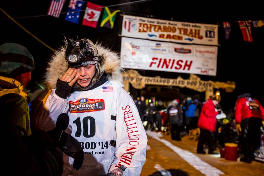 Aliy Zirkle becomes emotional after coming in second for the third time in as many years in the Iditarod Trail Sled Dog Race. Mar 11, 2014